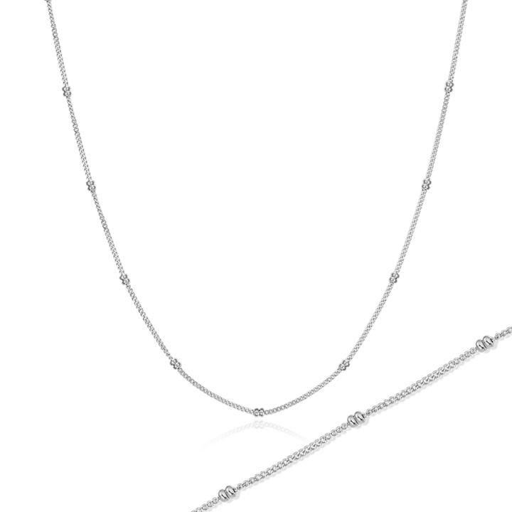 20+2" Beaded Chain, Sterling Silver