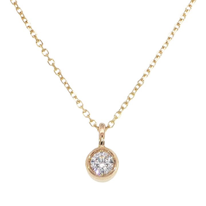 Bezel Style .10ct Diamond Pendant, 14k Yellow Gold