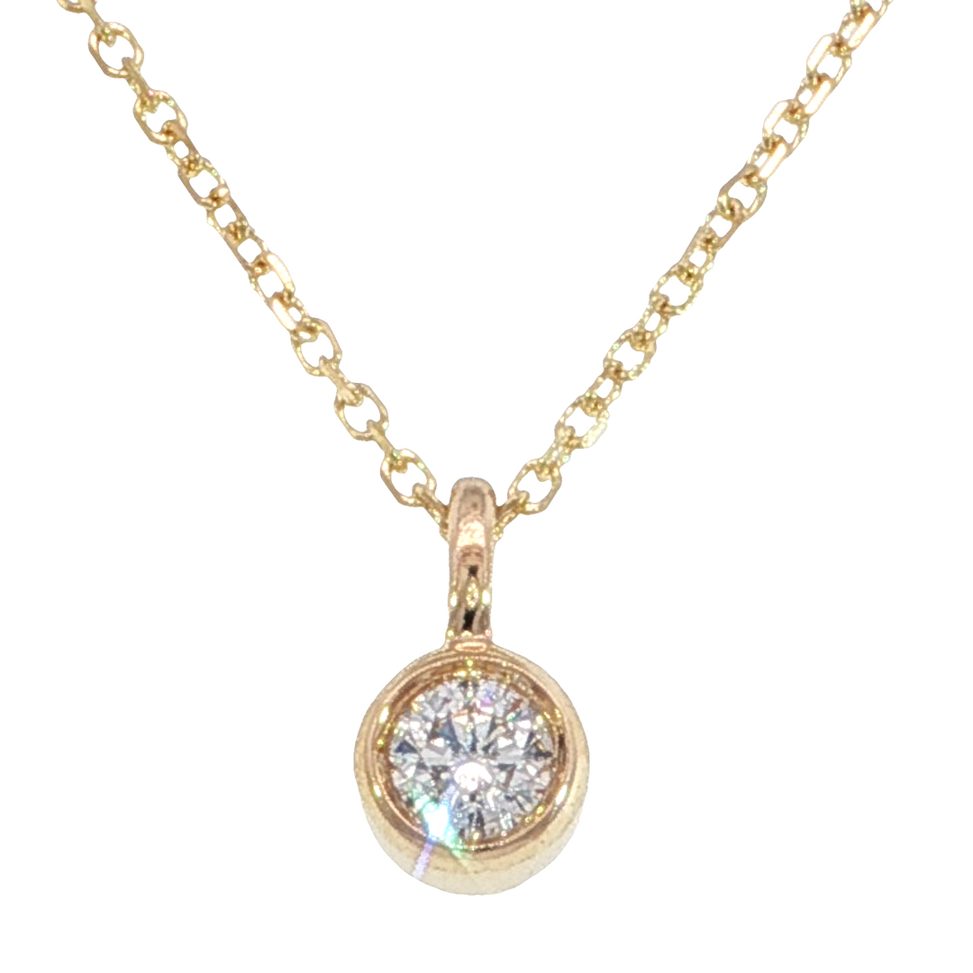 Bezel Style .10ct Diamond Pendant, 14k Yellow Gold