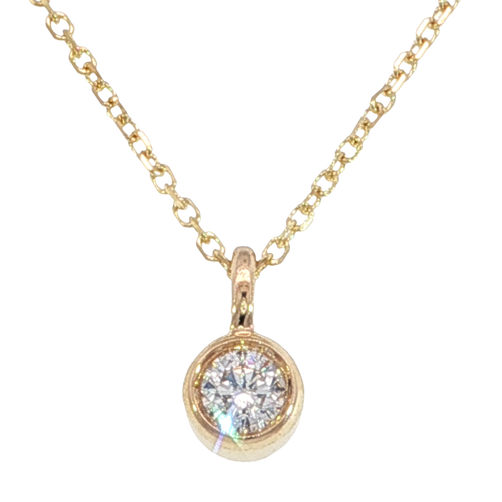 Bezel Style .10ct Diamond Pendant, 14k Yellow Gold