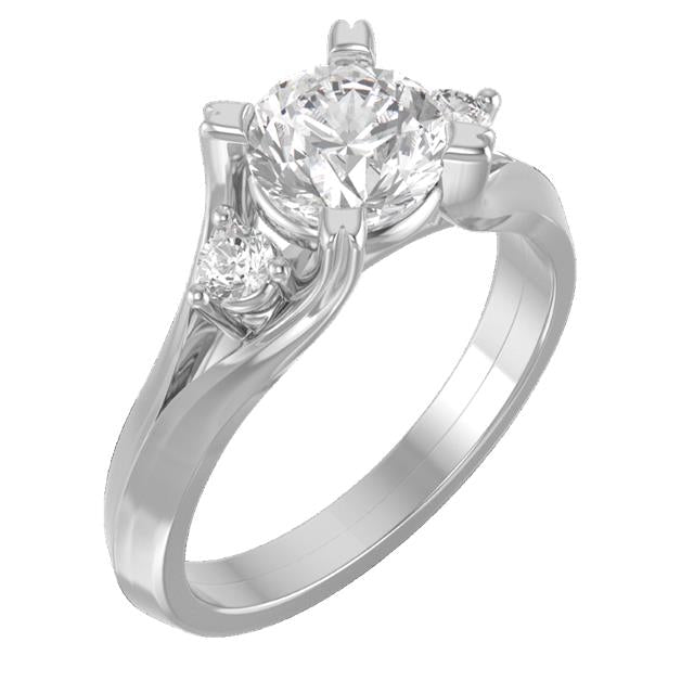 3 Stone Style Engagement Ring Mounting 14k White Gold 1 total Carat Weight