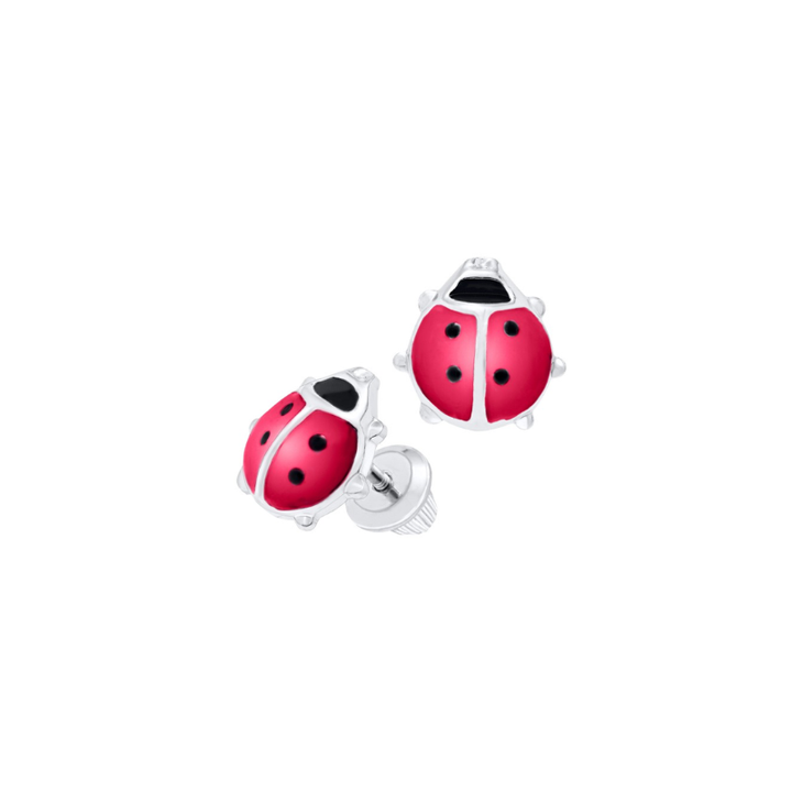 Kid's Ladybug Earrings, Sterling Silver