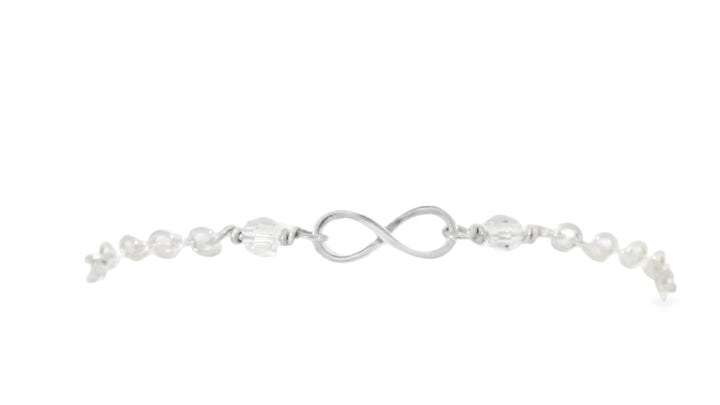 Sterling Silver Bead Imitation April Cable Link Infinity Bracelet