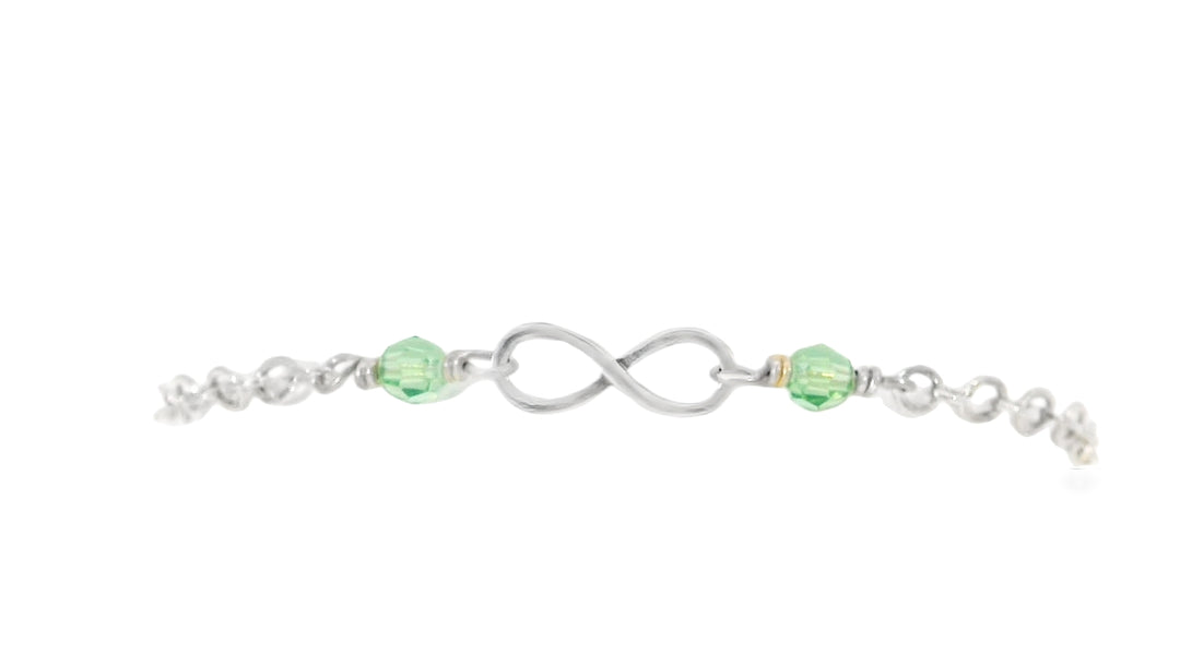 Sterling Silver Bead Imitation August Cable Link Infinity Bracelet