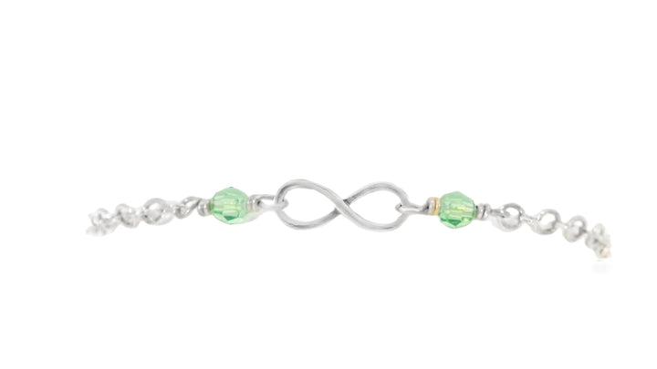 Sterling Silver Bead Imitation August Cable Link Infinity Bracelet