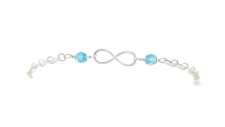 Sterling Silver Bead Imitation March Cable Link Infinity Bracelet