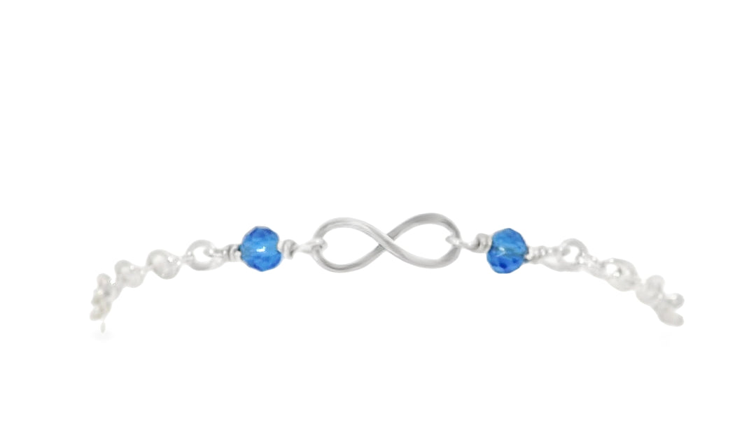 Sterling Silver White Gold Bead Imitation Infinity Bracelet