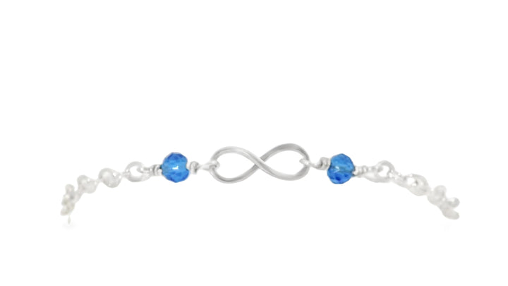 Sterling Silver White Gold Bead Imitation Infinity Bracelet