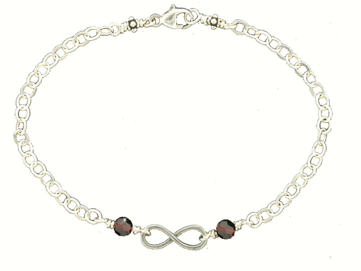 Sterling Silver Bead Imitation January Cable Link Infinity Bracelet