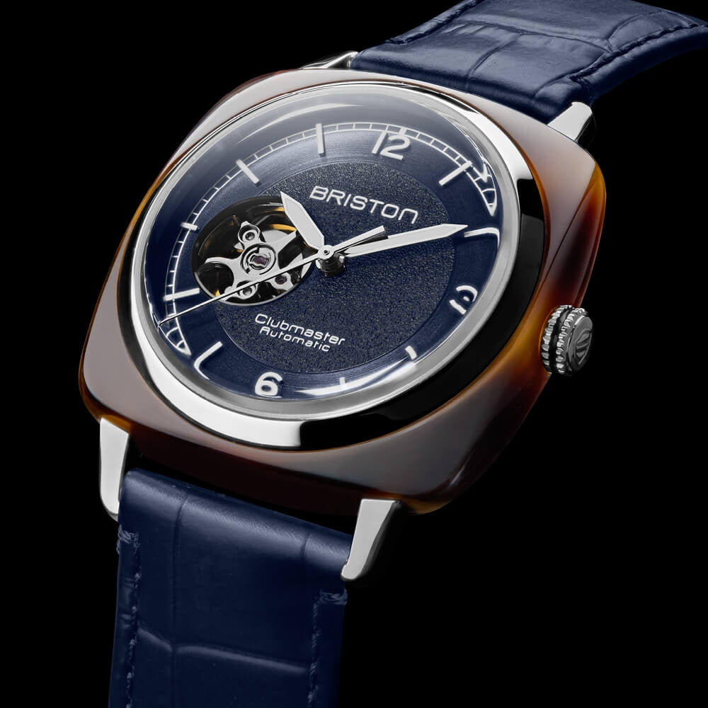Briston Clubmaster Legend Black Dial Stainless steel and tortoise shell acetate Case Automatic with Hours-Minutes-Seconds Exhibition Window 25739.SA.T.15.LANV