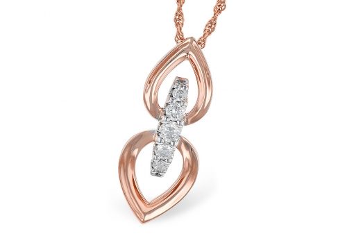 Double Pear Shaped Pendant Joined by Five Diamonds