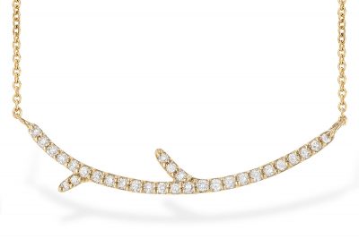 Diamond Lined Tree Branch Bar Necklace