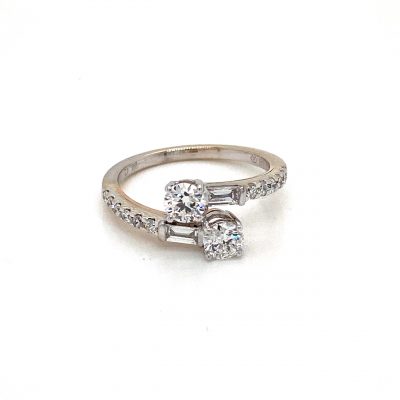 Two Diamond Ring with Baguette Diamonds 1.00ct total