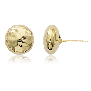 10mm Hammered dome stud earrings, 14k yellow gold