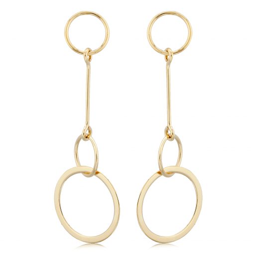 Hanging Circles drop earrings,14k Yellow Gold