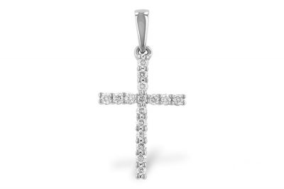 Cross lined with round diamonds all totaling .20ct G Color SI3 clarity, 14k white gold