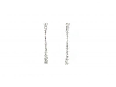 Graduating Diamond line drop earrings, GH Color, SI2 Clarity, 36 diamonds all totaling 1.32ct 14k white gold