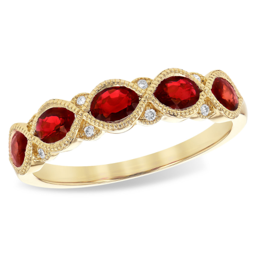 Band with 5 oval rubies