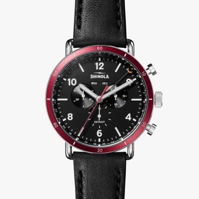 Shinola, Canfield Sport, watch, black and red dial