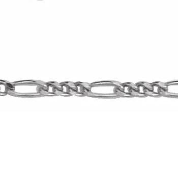 14k white gold 1.28mm Figaro chain, sold by the inch
