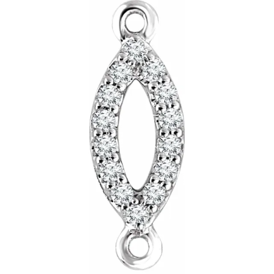 14K White .06 CTW 14 Diamond lined marquise link charm, H Color I1 Clarity