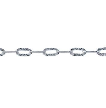 Sterling Silver 2.4mm Patterned Flat Oval Cable Chain, sold by the inch