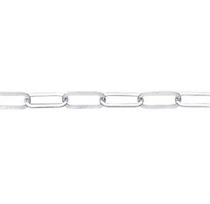 3.9mm Elongated flat cable/paperclip style chain, sterling silver, sold by the inch