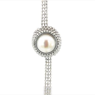 Pearl bracelet, sterling silver