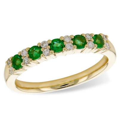 5 Emerald and 12 diamond band, .55ct