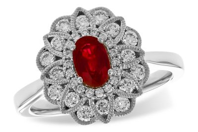 flower-inspired oval ruby ring