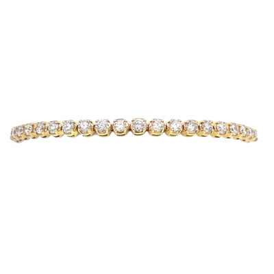 Lab Created adjustable bolo style bracelet with 22 brilliant round 3 millimeter lab grown diamonds All F Color VS2 Clarity, 2.33 carat total, 14k yellow gold